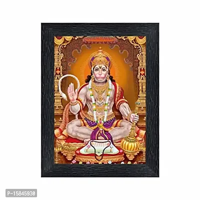 pnf Hanuman Religious Wood Photo Frames with Acrylic Sheet (Glass) for Worship/Pooja(photoframe,Multicolour,6x8inch)-20796