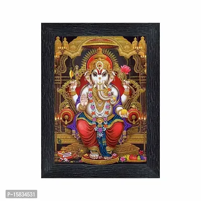 pnf Ganeshji Religious Wood Photo Frames with Acrylic Sheet (Glass) for Worship/Pooja(photoframe,Multicolour,6x8inch)-20190