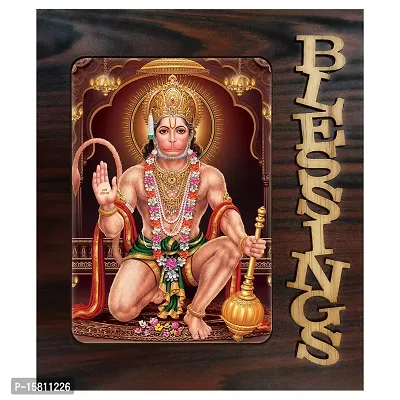 PnF Blessings Hand Crafted Wooden Table with Photo of Hanuman 20129