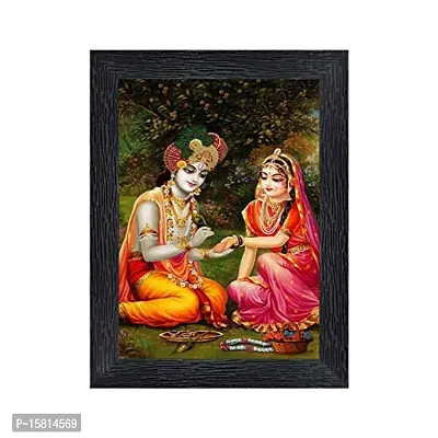 PnF Radha kishna Religious Wood Photo Frames with Acrylic Sheet (Glass) for Worship/Pooja(photoframe,Multicolour,8x6inch)-20106