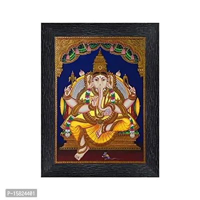 PnF Ganeshji Religious Wood Photo Frames with Acrylic Sheet (Glass) for Worship/Pooja(photoframe,Multicolour,8x6inch)-4694