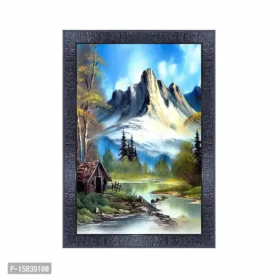 pnf Hand Painted Landscape Scenery Wood Photo Frames with Acrylic Sheet (Glass) (10 * 14inch,Multicolour,Synthetic) 7160