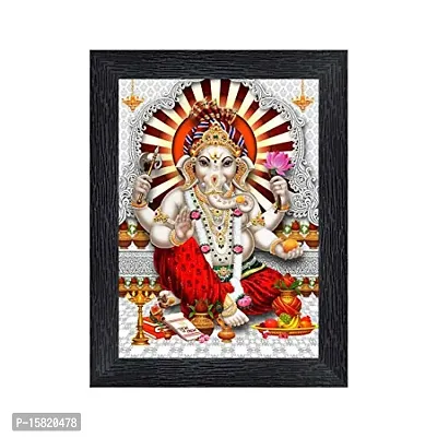 PnF Ganeshji Religious Wood Photo Frames with Acrylic Sheet (Glass) for Worship/Pooja(photoframe,Multicolour,8x6inch)-20102