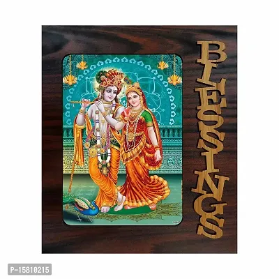 PnF Radha kishna Religious Wood Photo Frames with Acrylic Sheet (Glass) for Worship/Pooja(9 * 7.75inch, Multicolor, MDF)-20682