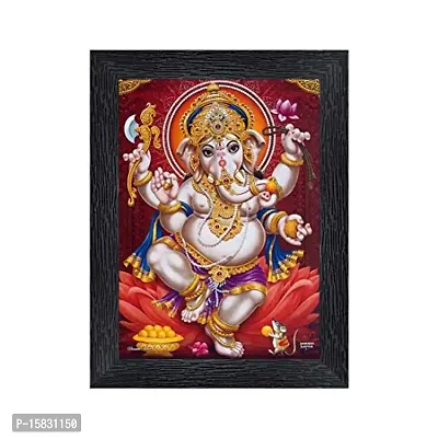 PnF Ganeshji Religious Wood Photo Frames with Acrylic Sheet (Glass) for Worship/Pooja(photoframe,Multicolour,8x6inch)-4896