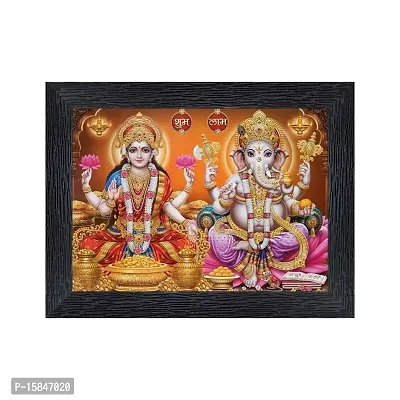 pnf Diwali Puja (laxmiji, Ganeshji,Saraswatiji) Religious Wood Photo Frames with Acrylic Sheet (Glass) for Worship/Pooja(photoframe,Multicolour,6x8inch) 20359