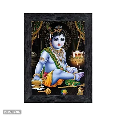 PnF Bal Krishna (Baby) Religious Wood Photo Frames with Acrylic Sheet (Glass) for Worship/Pooja(photoframe,Multicolour,8x6inch)-20188-