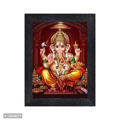 pnf Ganeshji Religious Wood Photo Frames with Acrylic Sheet (Glass) for Worship/Pooja(photoframe,Multicolour,6x8inch)-20084