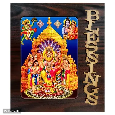 PnF Blessings Hand Crafted Wooden Table with Photo of narsingh god 22353