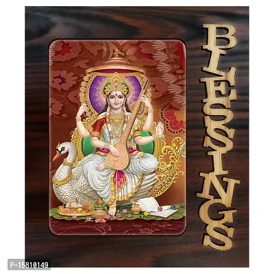 PnF Blessings Hand Crafted Wooden Table with Photo of Saraswati 22528