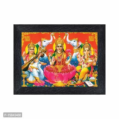 pnf Diwali Puja (laxmiji, Ganeshji,Saraswatiji) Religious Wood Photo Frames with Acrylic Sheet (Glass) for Worship/Pooja(photoframe,Multicolour,6x8inch) 22399