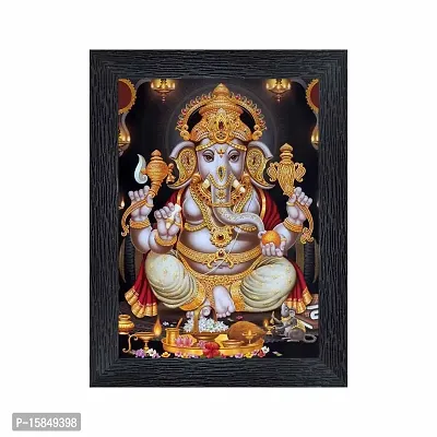 pnf Ganeshji Religious Wood Photo Frames with Acrylic Sheet (Glass) for Worship/Pooja(photoframe,Multicolour,6x8inch)-4893