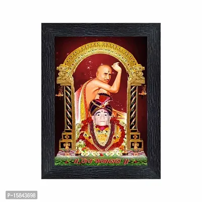 pnf Shri Gajanan Maharaj Religious Wood Photo Frames with Acrylic Sheet (Glass) for Worship/Pooja(photoframe,Multicolour,6x8inch)-20493