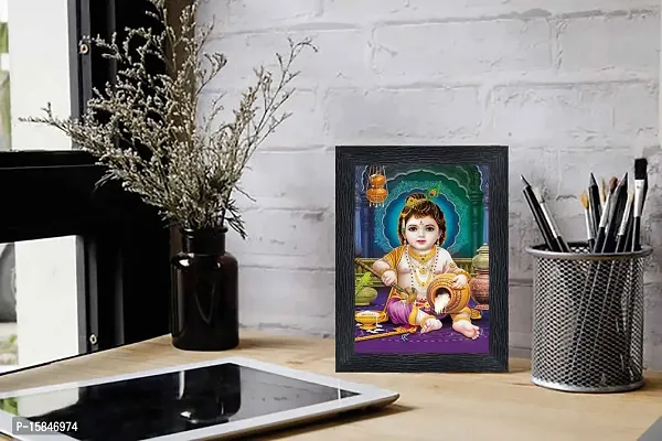 pnf Bal Krishna (Baby) Religious Wood Photo Frames with Acrylic Sheet (Glass) for Worship/Pooja(photoframe,Multicolour,6x8inch)-20754--thumb2