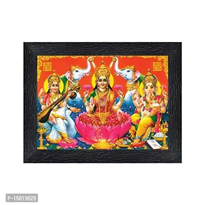 PnF Diwali Puja (laxmiji, Ganeshji,Saraswatiji) Religious Wood Photo Frames with Acrylic Sheet (Glass) for Worship/Pooja(photoframe,Multicolour,8x6inch) 22399-thumb0