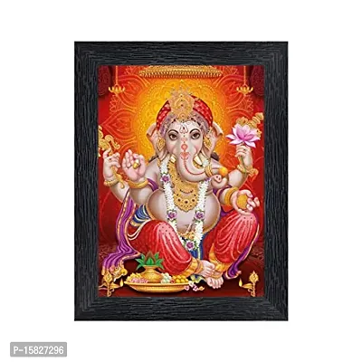 PnF Ganeshji Religious Wood Photo Frames with Acrylic Sheet (Glass) for Worship/Pooja(photoframe,Multicolour,8x6inch)-20847