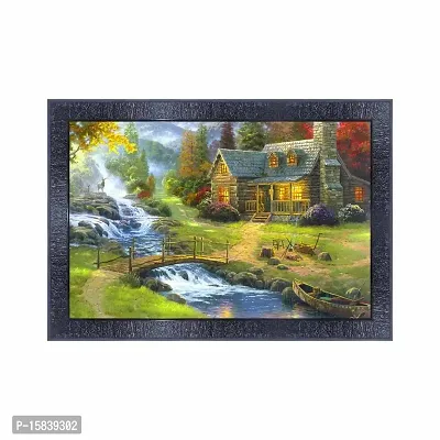 pnf Landscape hand painting scenery art Wood Frames with Acrylic Sheet (Glass) 11768-(10 * 14inch,Multicolour,Synthetic)