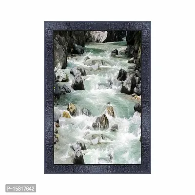 pnf Vastu Waterfall Landscape Scenery Wood Photo Frames with Acrylic Sheet (Glass) (10 * 14inch,Multicolour,Synthetic) 28051