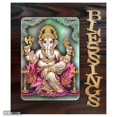 PnF Blessings Hand Crafted Wooden Table with Photo of Ganeshji 20118