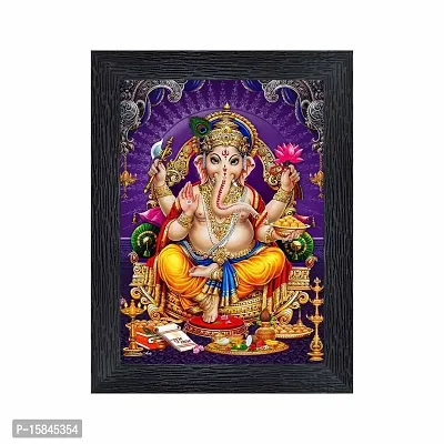 pnf Ganeshji Religious Wood Photo Frames with Acrylic Sheet (Glass) for Worship/Pooja(photoframe,Multicolour,6x8inch)-20113