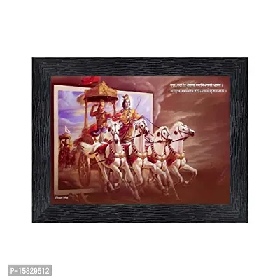 PnF Arjun Kishan Geeta updesh Religious Wood Photo Frames with Acrylic Sheet (Glass) for Worship/Pooja(photoframe,Multicolour,8x6inch)-11021