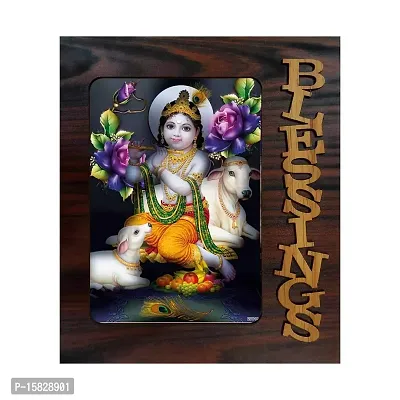 pnf Bal Krishna (Baby) Religious Wood Photo Frames with Acrylic Sheet (Glass) for Worship/Pooja(9 * 7.75inch, Multicolor, MDF)-20818