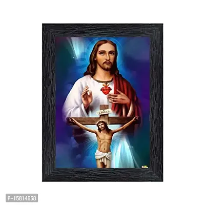 PnF Lord Jesus Religious Wood Photo Frames with Acrylic Sheet (Glass) for Worship/Pooja(photoframe,Multicolour,8x6inch)-4048