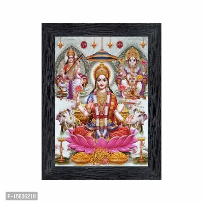 pnf Diwali Puja (laxmiji, Ganeshji,Saraswatiji) Religious Wood Photo Frames with Acrylic Sheet (Glass) for Worship/Pooja(photoframe,Multicolour,6x8inch) 20385