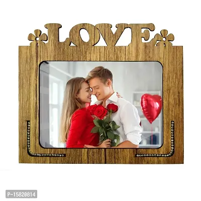 Generic Xpression Decor Love Table Top Photo Frames Perfect for Couple Office Table Decorations (5x7inch,Brown,Wood), Small (PNF-photoframe-Love-2)