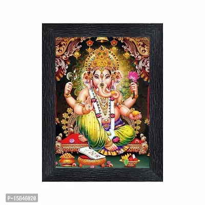 pnf Ganeshji Religious Wood Photo Frames with Acrylic Sheet (Glass) for Worship/Pooja(photoframe,Multicolour,6x8inch)-4875
