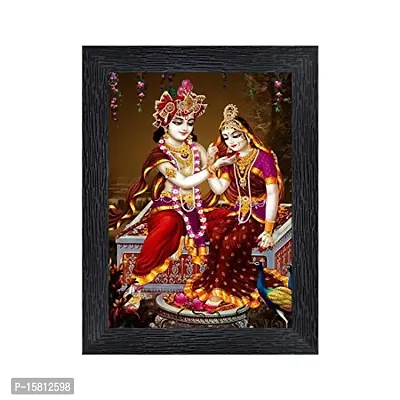 PnF Radha kishna Religious Wood Photo Frames with Acrylic Sheet (Glass) for Worship/Pooja(photoframe,Multicolour,8x6inch)-20061-thumb0