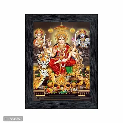 pnf Durga Maa Religious Wood Photo Frames with Acrylic Sheet (Glass) for Worship/Pooja(photoframe,Multicolour,6x8inch)-20149-thumb0