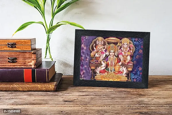 pnf Diwali Puja (laxmiji, Ganeshji,Saraswatiji) Religious Wood Photo Frames with Acrylic Sheet (Glass) for Worship/Pooja(photoframe,Multicolour,6x8inch) 20318-thumb2