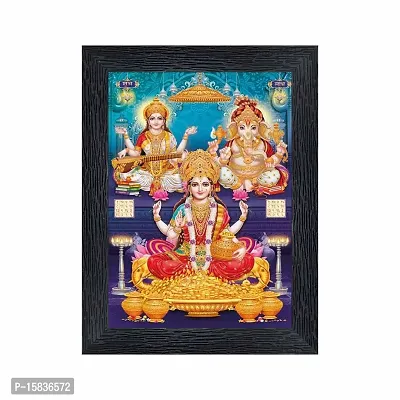 pnf Diwali Puja (laxmiji, Ganeshji,Saraswatiji) Religious Wood Photo Frames with Acrylic Sheet (Glass) for Worship/Pooja(photoframe,Multicolour,6x8inch) 20731