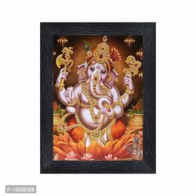 pnf Ganeshji Religious Wood Photo Frames with Acrylic Sheet (Glass) for Worship/Pooja(photoframe,Multicolour,6x8inch)-20326