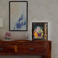 Blessings Hand Crafted Wooden Table with Photo of Radha Krishna 20189-thumb1