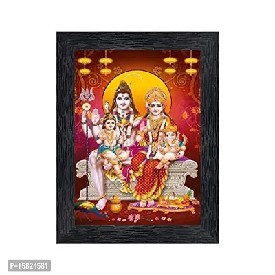 Generic Bhole Nath parivar (Maa Parvati, Ganesh, Kartikey and Shiv Shankar) Religious Wood Photo Frames(photoframe,Multicolour,8x6inch)-20685, Medium (PNF-20685-photoframe-5x7)-thumb0