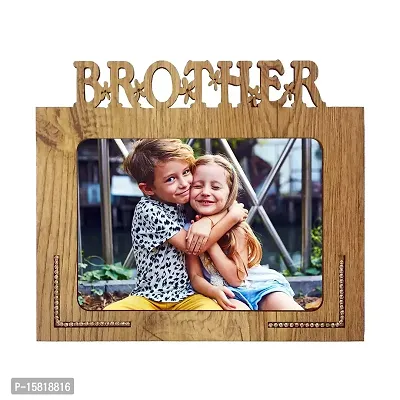 Generic Xpression Decor Brother Table Top Photo Frames Perfect for Office Table Decorations(5x7inch,Brown,Wood), Small (PNF-photoframe-Family-1)