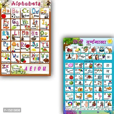 Xpresssion Decor ABC alphabet and Hindi Varnamala Charts Educational poster (muiticolour, 12x18inch,paper) rolled ed-02-08