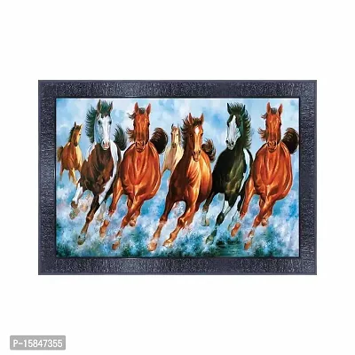 pnf Vastu Seven (7) Horse Frames Wood Photo Frames with Acrylic Sheet (Glass) 1874-(10 * 14inch,Multicolour,Synthetic)