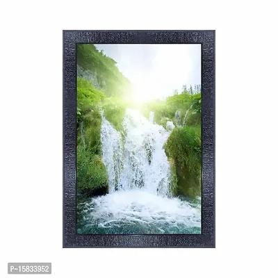 pnf Vastu Waterfall Landscape Scenery Wood Photo Frames with Acrylic Sheet (Glass) (10 * 14inch,Multicolour,Synthetic) 8387