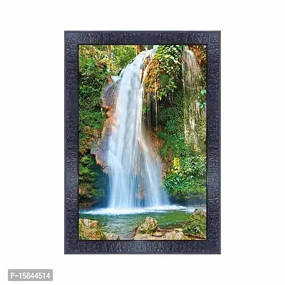 pnf Vastu Waterfall Landscape Scenery Wood Photo Frames with Acrylic Sheet (Glass) (10 * 14inch,Multicolour,Synthetic) 1700