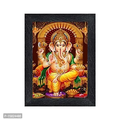 PnF Ganeshji Religious Wood Photo Frames with Acrylic Sheet (Glass) for Worship/Pooja(photoframe,Multicolour,8x6inch)-20099