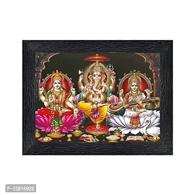 PnF Diwali Puja (laxmiji, Ganeshji,Saraswatiji) Religious Wood Photo Frames with Acrylic Sheet (Glass) for Worship/Pooja(photoframe,Multicolour,8x6inch) 20431 ,, Wall Mount-thumb0