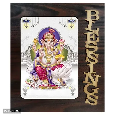 PnF Blessings Hand Crafted Wooden Table with Photo of Ganeshji 20675