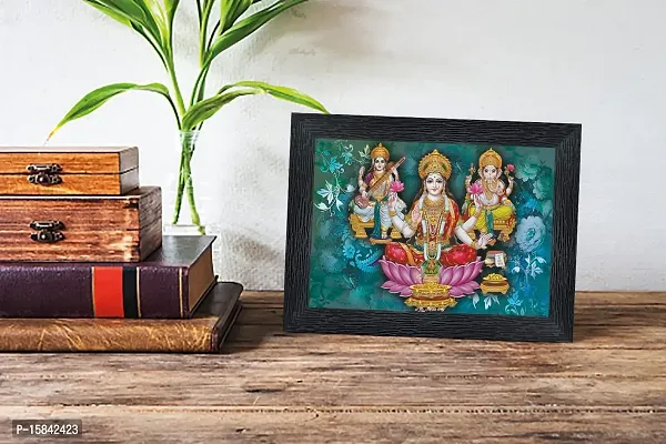 pnf Diwali Puja (laxmiji, Ganeshji,Saraswatiji) Religious Wood Photo Frames with Acrylic Sheet (Glass) for Worship/Pooja(photoframe,Multicolour,6x8inch) 20316-thumb2