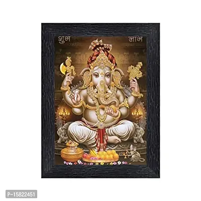 PnF Ganeshji Religious Wood Photo Frames with Acrylic Sheet (Glass) for Worship/Pooja(photoframe,Multicolour,8x6inch)-20376