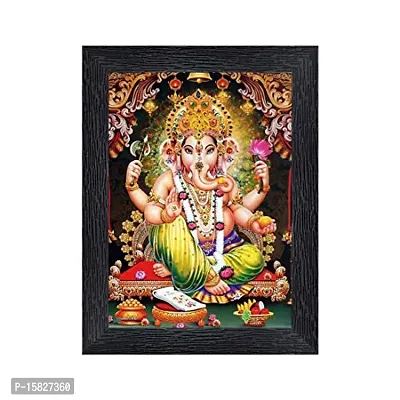 PnF Ganeshji Religious Wood Photo Frames with Acrylic Sheet (Glass) for Worship/Pooja(photoframe,Multicolour,8x6inch)-4875