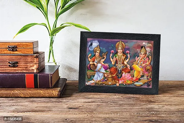 pnf Diwali Puja (laxmiji, Ganeshji,Saraswatiji) Religious Wood Photo Frames with Acrylic Sheet (Glass) for Worship/Pooja(photoframe,Multicolour,6x8inch) 20320-thumb2