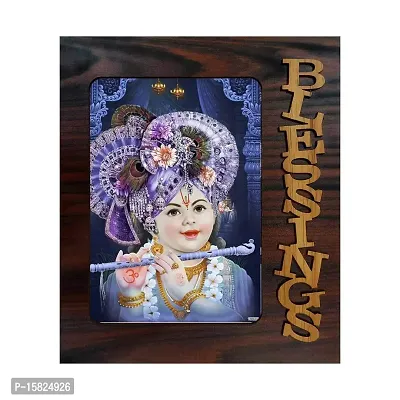 pnf Bal Krishna (Baby) Religious Wood Photo Frames with Acrylic Sheet (Glass) for Worship/Pooja(9 * 7.75inch, Multicolor, MDF)-19022